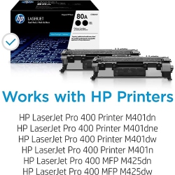 HP 80A Original Laserjet Toner Cartridges - 2-Pack In Black
