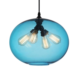CWI LIGHTING CANADA Glass 4 Light Down Pendant With Finish In Blue