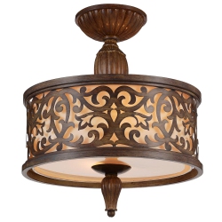 CWI LIGHTING CANADA Nicole 3 Light Drum Shade Flush Mount With Brushed Chocolate Finish