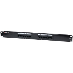 INTELLINET New 12 Port Cat5E Patch Panel - 1U In Black