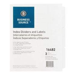 BUSINESS SOURCE 3-Hole Punched Laser Index Tabs (16482)