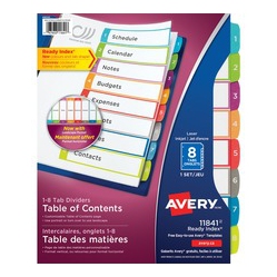 AVERY Ready Index Customizable Table Of Contents Contemporary Multicolor Dividers (11841)