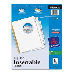 AVERY Big Tab(Tm) Insertable Dividers, Clear Tabs, 8-Tab Set (11124) (11124)