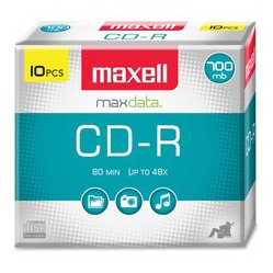 MAXELL CD Recordable Media - CD-R - 40X - 700 Mb - 10 Pack Slim Jewel Case (648210)