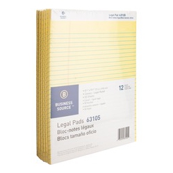 BUSINESS SOURCE Micro-Perforated Legal Ruled Pads (63105)
