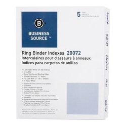 BUSINESS SOURCE 3-Ring 5-Tab Erasable Tab Indexes (20072)