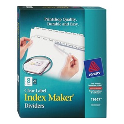 AVERY Index Maker Print & Apply Clear Label Dividers With Tabs (11447) In White