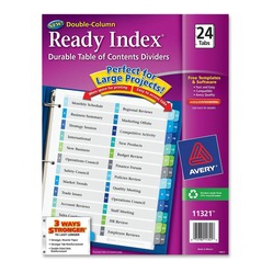 AVERY Ready Index(R) 24-Tab Double Column Dividers, Printable Table Of Contents, Multicolor Tabs, 1 Set (11321) (11321)