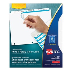 AVERY Index Maker Print & Apply Clear Label Dividers With Tabs (11436) In White