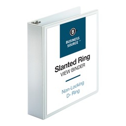 BUSINESS SOURCE Basic D-Ring View Binders (28442) In White