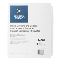 BUSINESS SOURCE Un-Punched Index Dividers Set (16487)