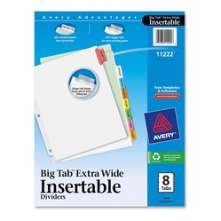 AVERY Big Tab(Tm) Insertable Extra Wide Dividers, 8 Multicolor Tabs, 1 Set (11222) (11222)