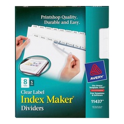 AVERY Index Maker Print & Apply Clear Label Dividers With Tabs (11437) In White