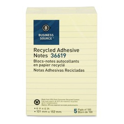 BUSINESS SOURCE Adhesive Notes (36619) In Yellow