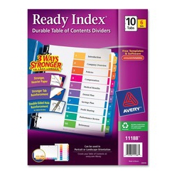 AVERY Ready Index(R) 10-Tab Binder Dividers, Customizable Table Of Contents, Multicolor Tabs, 6 Sets (11188) (11188)