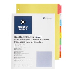 BUSINESS SOURCE Insertable Tab Ring Binder Indexes (36693)
