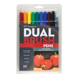 TOMBOW Dual Brush Art Pen 10-Piece Set - Primary Colours (56167)