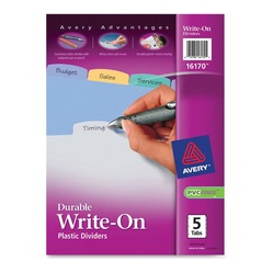 AVERY Big Tab(Tm) Write & Erase Durable Plastic Dividers, 5 Multicolor Tabs, 1 Set (16170) (16170)