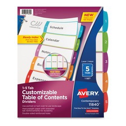 AVERY Ready Index Customizable Table Of Contents Contemporary Multicolor Dividers (11840)