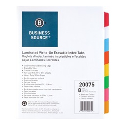 BUSINESS SOURCE Laminated Write-On Tab Indexes (20075)