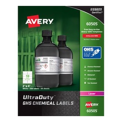 AVERY Ultraduty(R) Ghs Chemical Labels, Permanent Adhesive, Waterproof, Uv Resistant, 2" X 4", 500 Labels (60505) (60505)