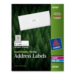 AVERY Ecofriendly Address Labels, Permanent Adhesive, 1" X 2-5/8", 750 Labels (48160) (48160)
