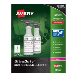 AVERY Ultraduty Ghs Chemical Labels for Laser Printers, Waterproof, Uv Resistant, 3-1/2" X 5", 200 Labels (60503 )