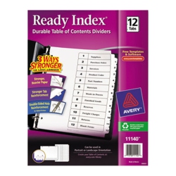 AVERY Customizable Table Of Contents Dividers, Preprinted 1-12 Tabs, 1 Set (11140) In White