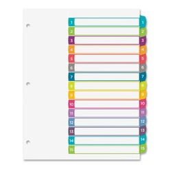 AVERY Customizable Table Of Contents Dividers, Preprinted 1-15 Arched Multicolor Tabs, 1 Set (11845)