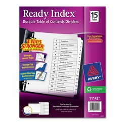 AVERY Customizable Table Of Contents Dividers, Preprinted 1-15 Tabs, 1 Set (11142) In White