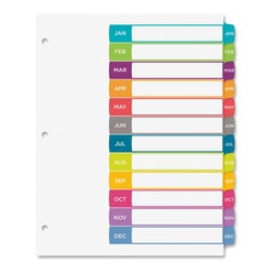 AVERY Customizable Table Of Contents Dividers, 12 Preprinted Jan-Dec Arched Multicolor Tabs, 1 Set (11847)