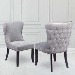 FYH Tufted Back Upholstered Dining Chair (Set Of 2) In Grey