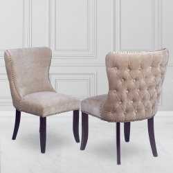 FYH Tufted Back Upholstered Dining Chair (Set Of 2) In Beige