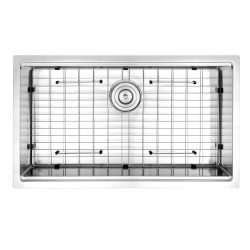 ANCONA Prestige Series Undermount Single Handmade 32" Kitchen Sink With Ledge In Stainless Steel