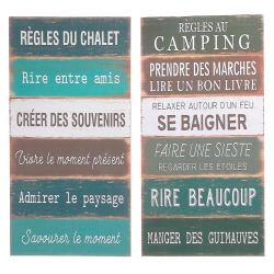 MAISON CONCEPTS Wall Plaque (Regles Du Chalet/au Camping) (Asstd)