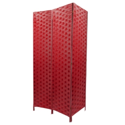 MAISON CONCEPTS 3 Panel Woven Bamboo Screen (Burgundy)