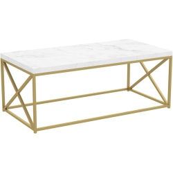 SAFDIE & CO. Coffee Table Marble Metal In Gold