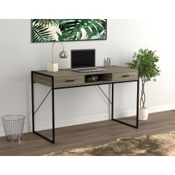 SAFDIE & CO. Computer Desk Dark Taupe 2 Drawers 1 Shelf Metal In Black