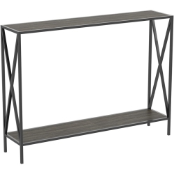 SAFDIE & CO. Console Table Dark Grey Wood 1 Shelf Metal In Black
