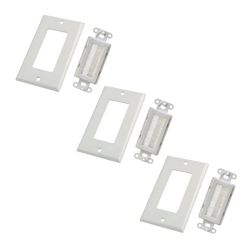 GLOBALTONE - Plastic Decora Wall Plate With Brush for 1 Device, Package Of 3 In White