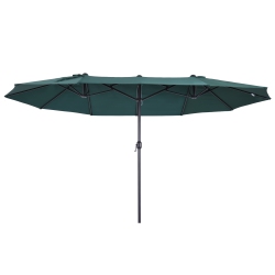 OUTSUNNY 15Ft Double-Sided Patio Umbrella With Twin Canopy, Extra Large Outdoor Parasol With Crank for Pool, Deck, Market, Dark In Green