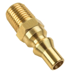 GRILL PARTS ZONE Propane Brass Quick Connect Fitting Adapter- Full Flow Male Plug X 1/4" Male Npt for Rv Portable Bbq