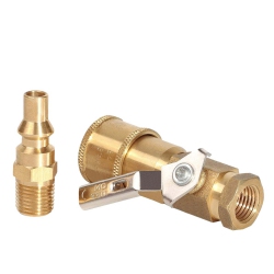 GRILL PARTS ZONE Propane Or Natural Gas 1/4" Quick Connect Kit - Shutoff Valve & Full Flow Plug, Solid Brass
