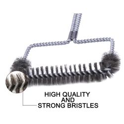 GRILL PARTS ZONE 15Inch 3 Sides Barbecue Grill Brush for Big Egg Charcoal, Electric, Smoker & Bbq Grills Nylong Bag Included In Green