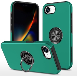 CC Topsave "hidden Series" Solid Color PC Back Combine W/inner Black Tpu Bumper Kickstand Armor Case for Iphone 16E (6.1") In Green