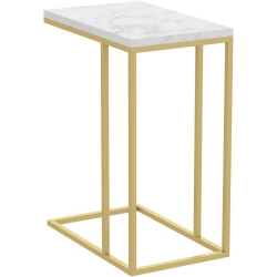 SAFDIE & CO. Accent Table C-Shaped Marble Metal In Gold