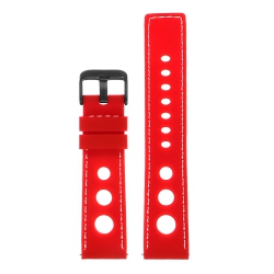 STRAPSCO Silicone Rubber Rally 22MM Watch Band Strap for Samsung Gear S3 Frontier - & White (Black Buckle) In Red