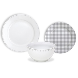 SAFDIE & CO. Rim Rustic Cottage Grey/white 12PC Dinnerset