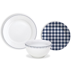 SAFDIE & CO. Rim Rustic Cottage Navy/white 12PC Dinnerset