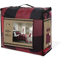 Comforter Set 3PC K Revers. Buffalo Plaid Red/Black